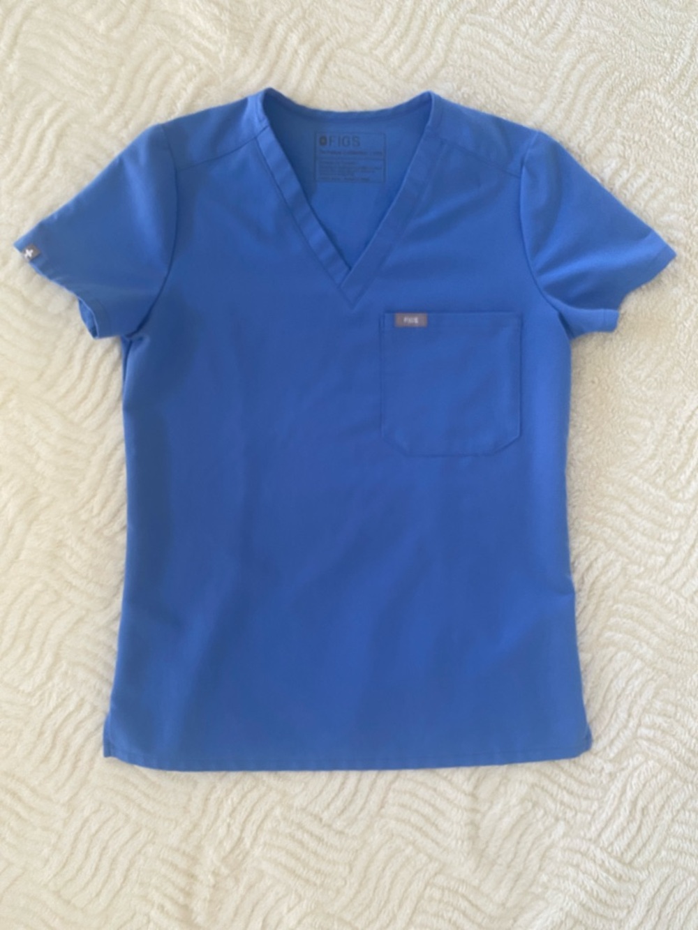 Figs Short Sleeve V-Neck Top in Royal Blue